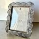 Vintage Metal frame silver plated Frame 16 cm x 13 cm CONVEX glass