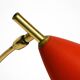 Rare Cosack Mid Century table lamp with red fine wrinkle finish and brass n