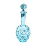 Turquoise blue glass decanter, golden décor, 5O years