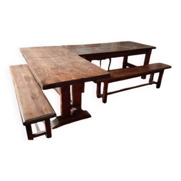 Set of 2 tables and 4 benches