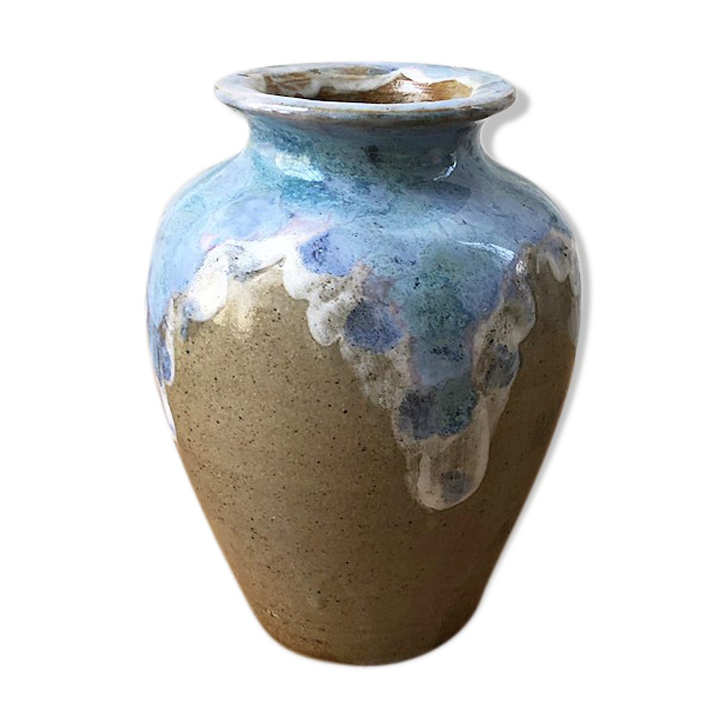 Enamelled sandstone vase