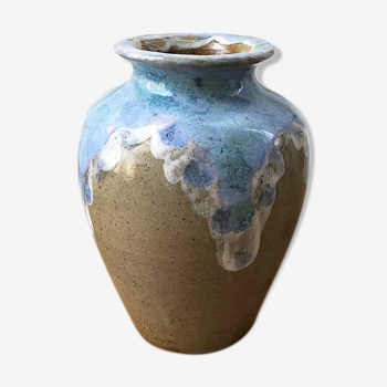 Enamelled sandstone vase