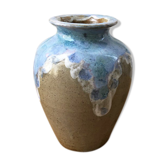 Enamelled sandstone vase