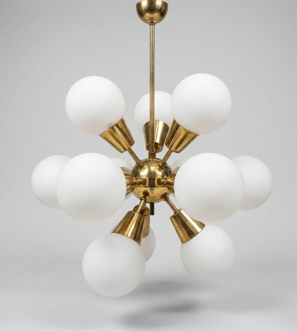 Sputnik Chandelier Mid Century Glass Kamenický Šenov 1960s Czechoslovakia