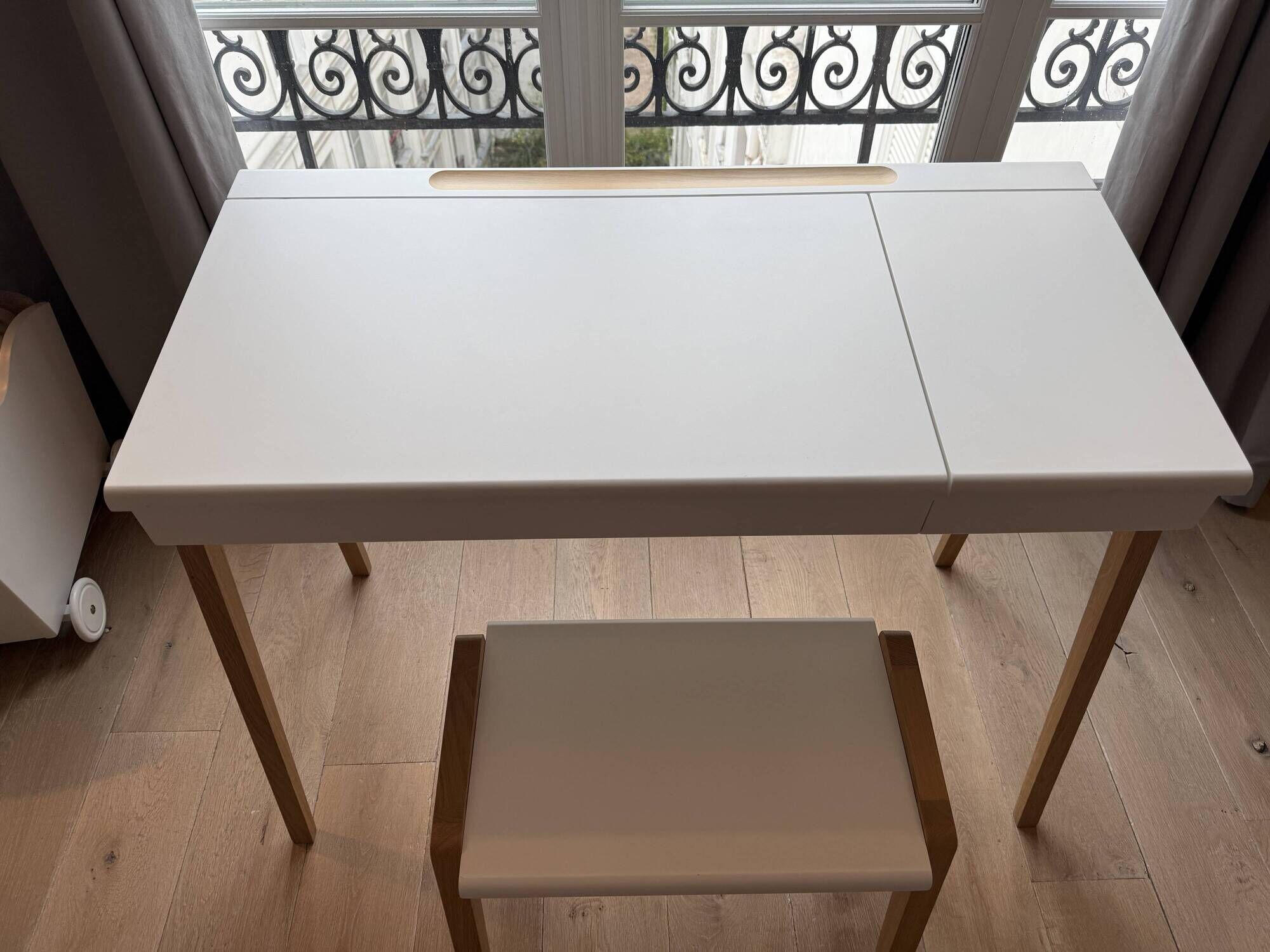 Desk + white Egg stool NYC