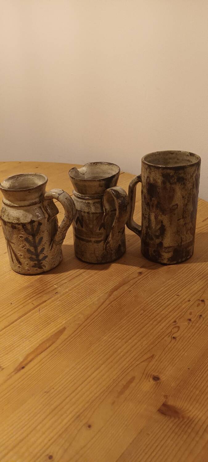 Set of 2 pots and 1 ceramic mug by Gustave RAYNAUD