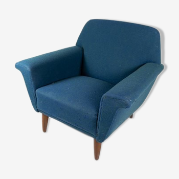 Fauteuil enlaine bleu foncé, design danois, années 1960