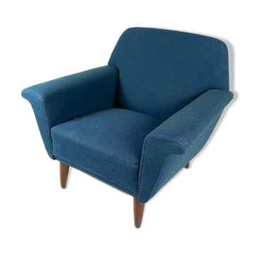 Fauteuil enlaine bleu foncé, design danois, années 1960