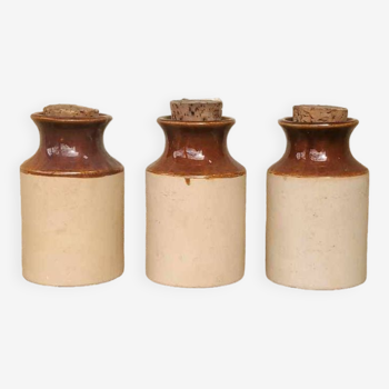 Lot de 3 pots en grès bicolore