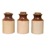 Set of 3 two-tone stoneware pots