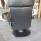 1 Stressless Jazz armchair - black leather and its ottoman