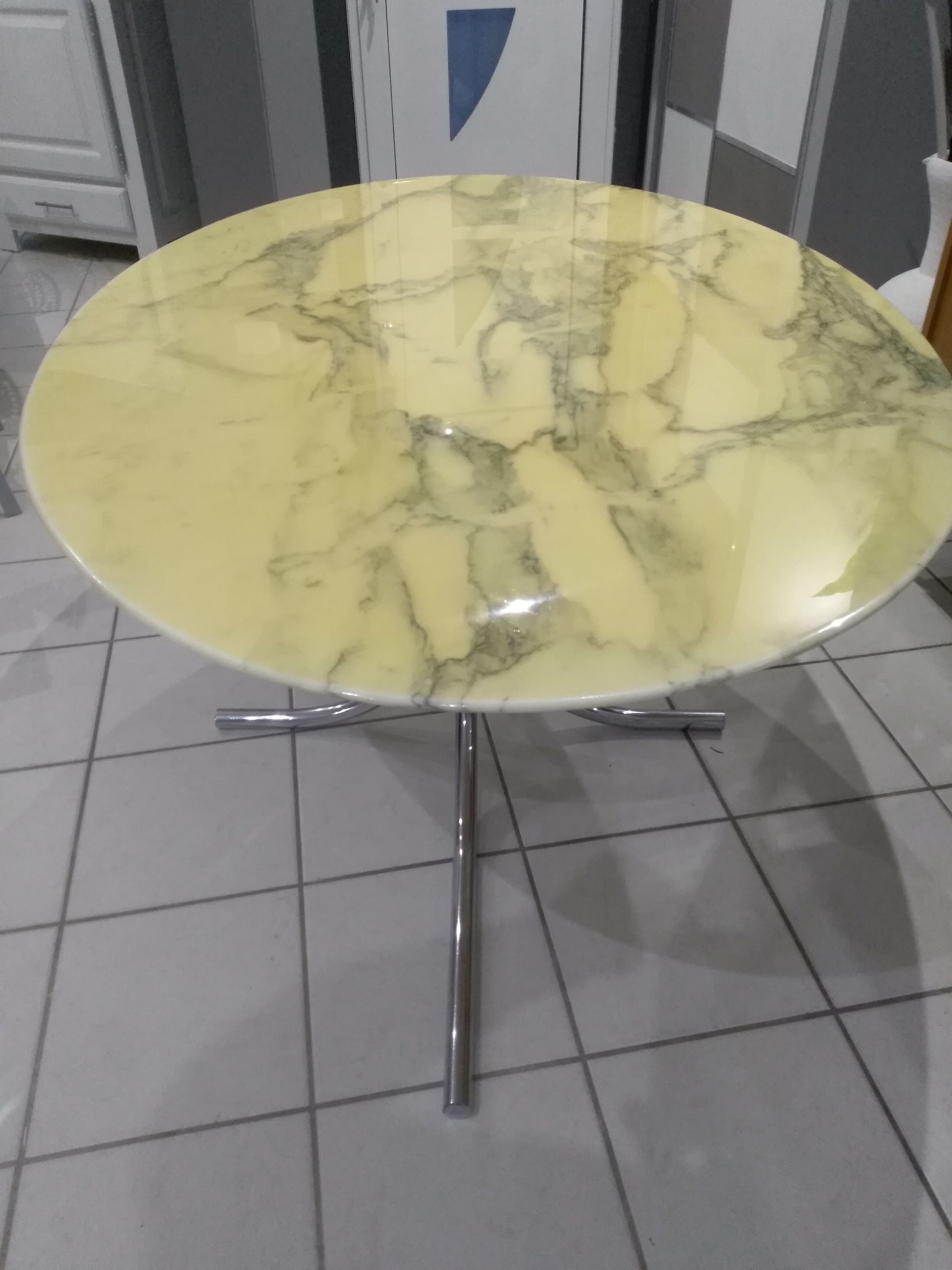 Arabescato marble oval dining table 1970