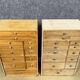 Pair of watchmaker's layettes in natural wood circa 1880-1900