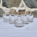 Set of 5 whisky glasses with golden edging, 1930s