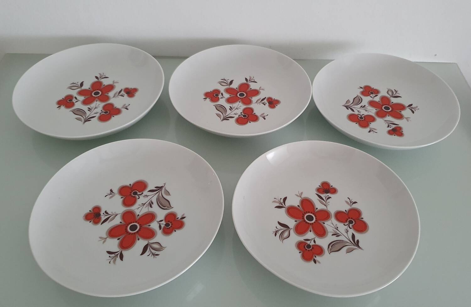 Set of 5 soup plates - Arzberg Earthenware - 1960/70
