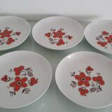 Lot de 5 assiettes creuses- Faïencerie Arzberg- 1960/70