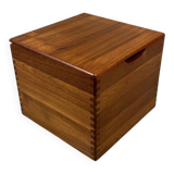 Salin Nyborg teak storage box side table on wheels, Denmark 1960’s