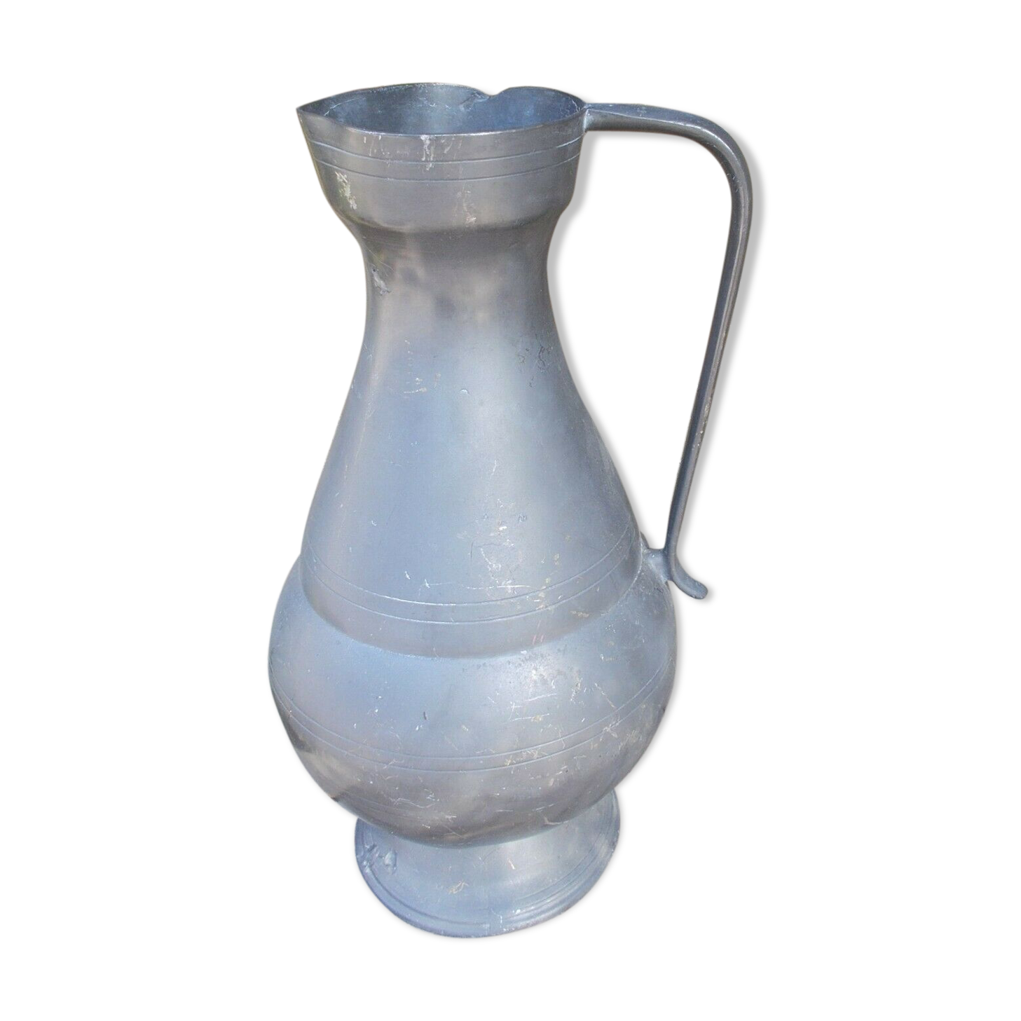 Vintage pewter jug, very large & heavy. ,  French