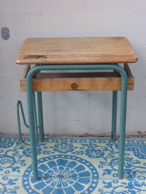 Lovely desk table wooden childrens furniture school Delagrave vintage 1960/70