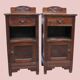 Pair of Art Nouveau bedside tables in solid oak, late 19th century.