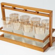 MIRROR PLATTER & ITS 8 VINTAGE 1950 ORANGEADE GLASSES ROCKABILLY 50S 50'S