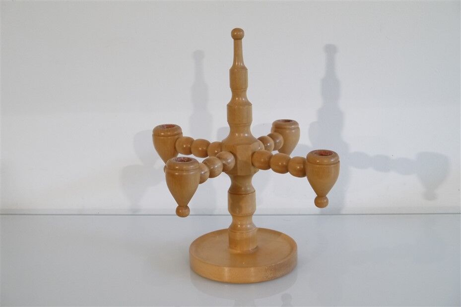 Scandinavian vintage wooden candlestick