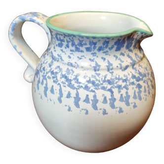 Blue Spotted White Ceramic Pitcher