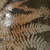 Vintage enamelled ceramic vase decorated with ferns