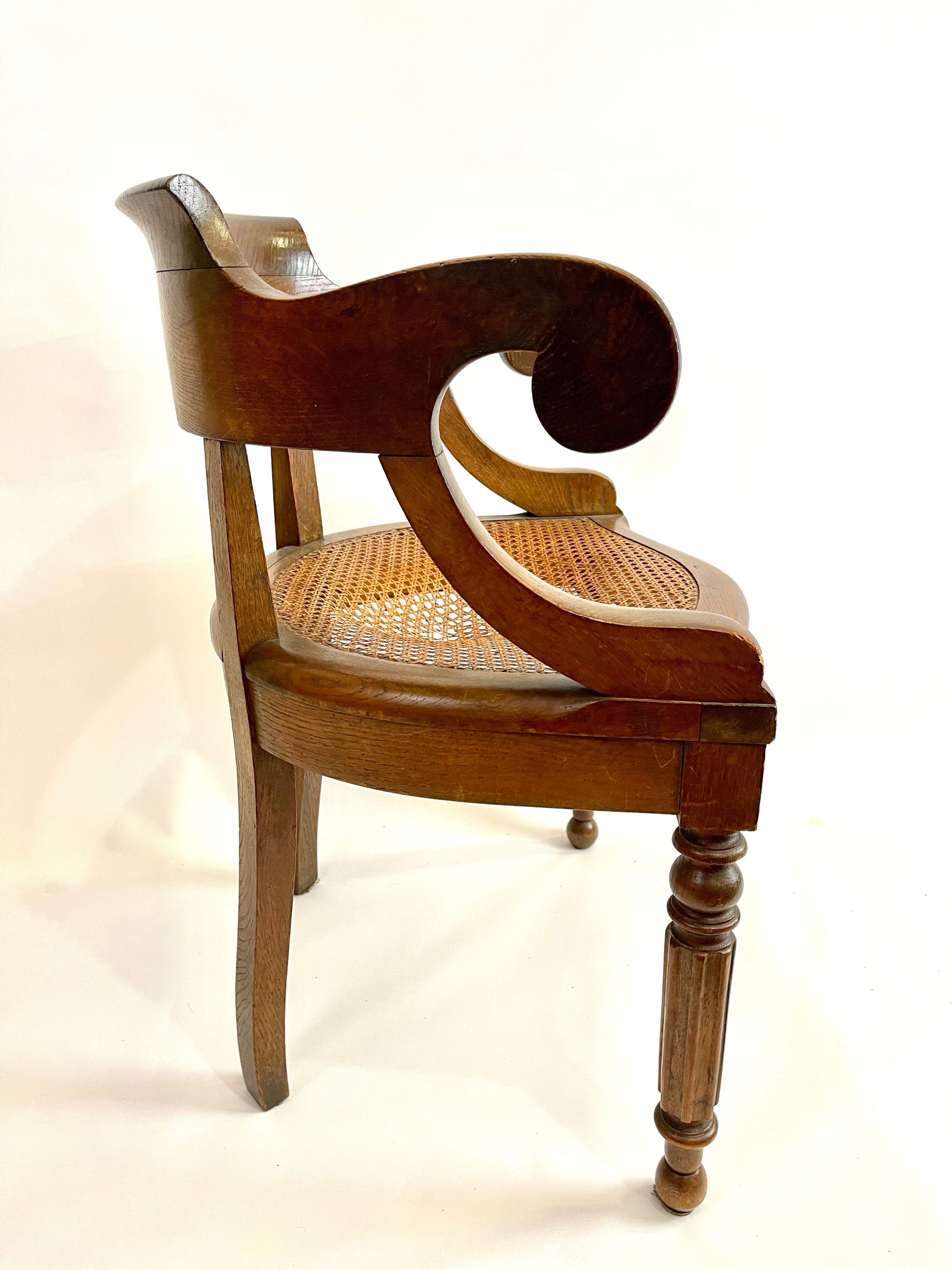 Antique office chair Louis Philippe sitting cannée