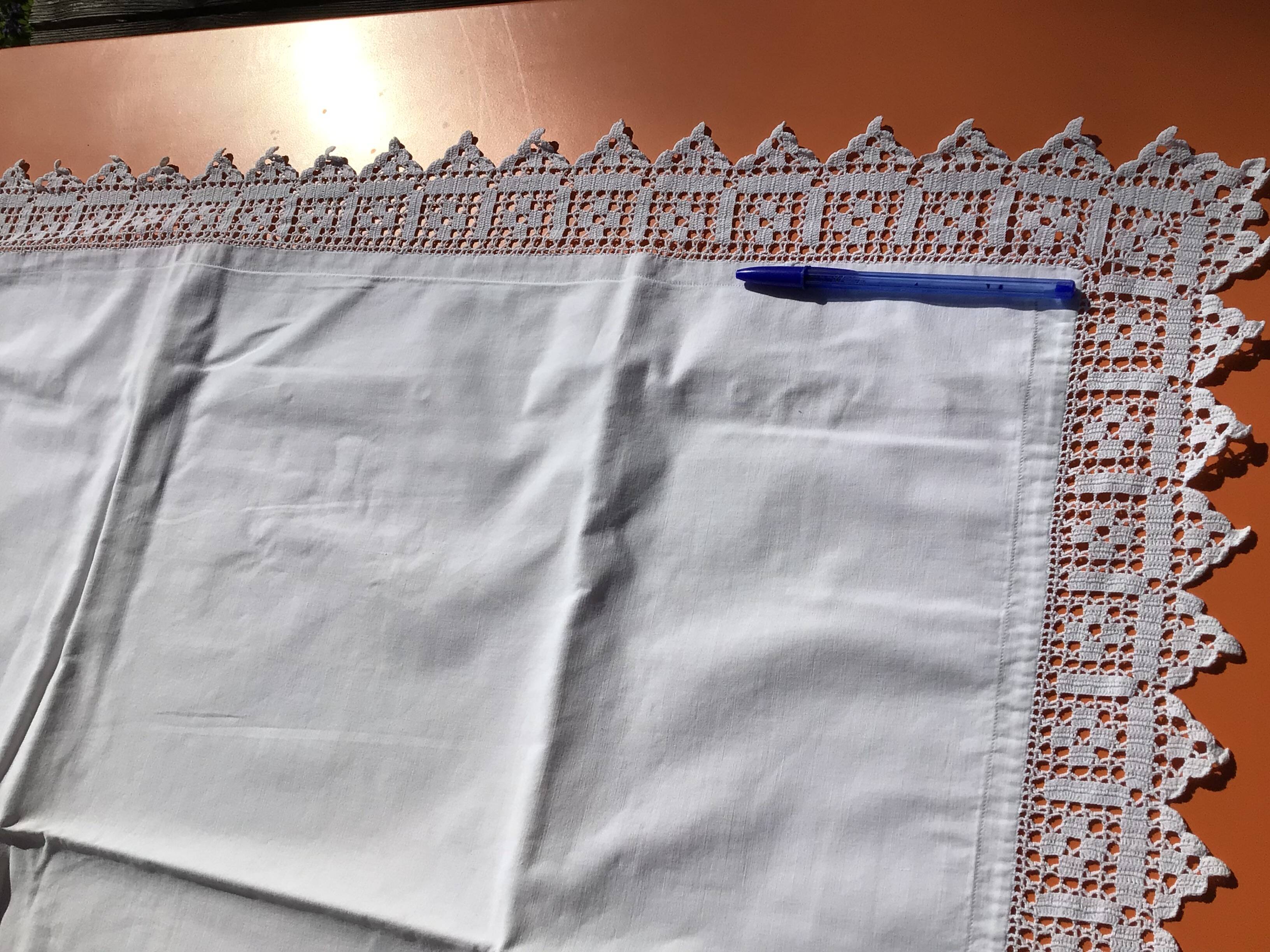 Hand crocheted edge pillowcase 8cm wide