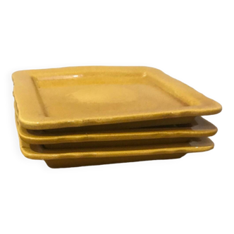3 small decorative yellow plates