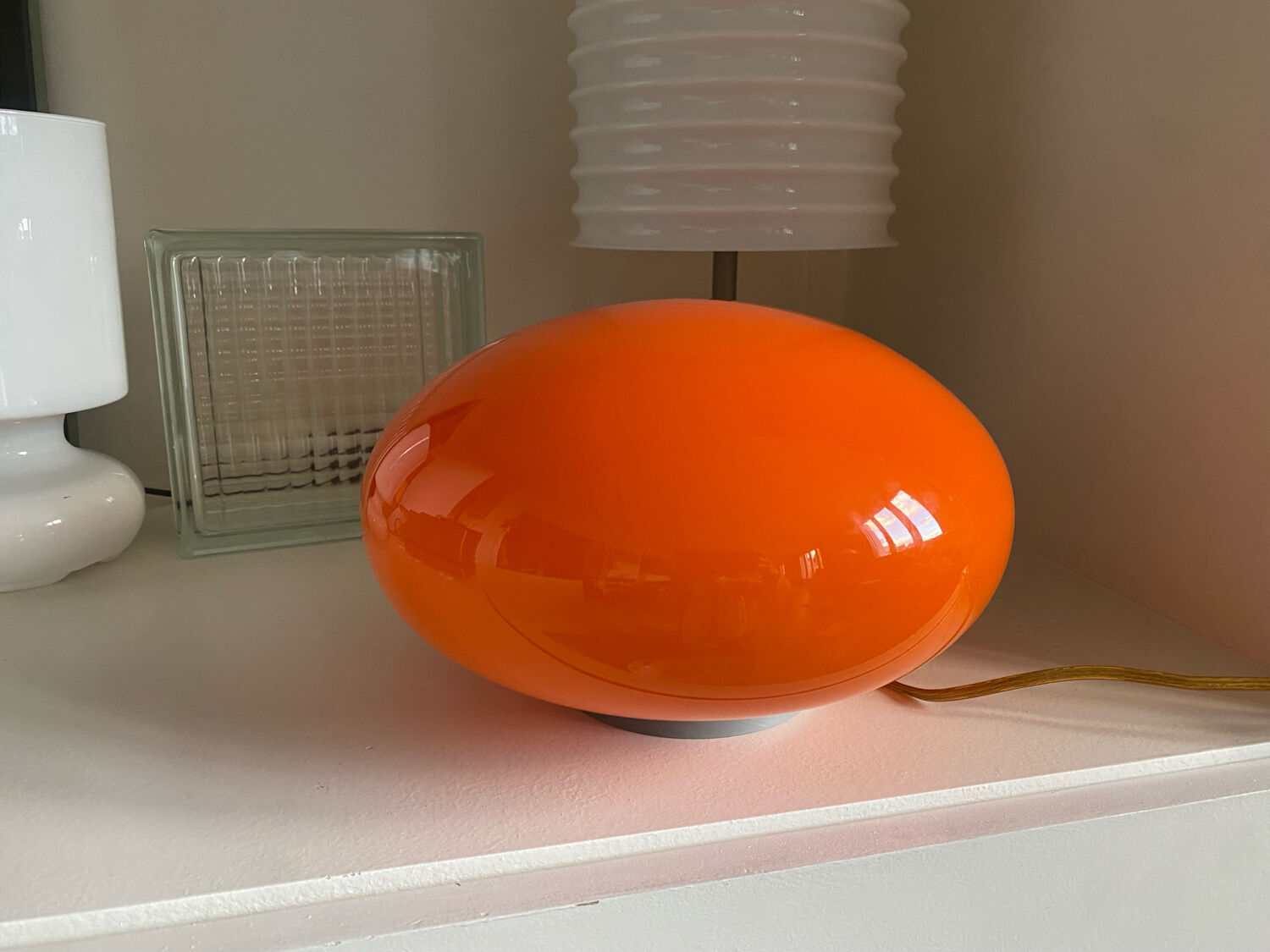UFO lamp vintage with orange glass globe