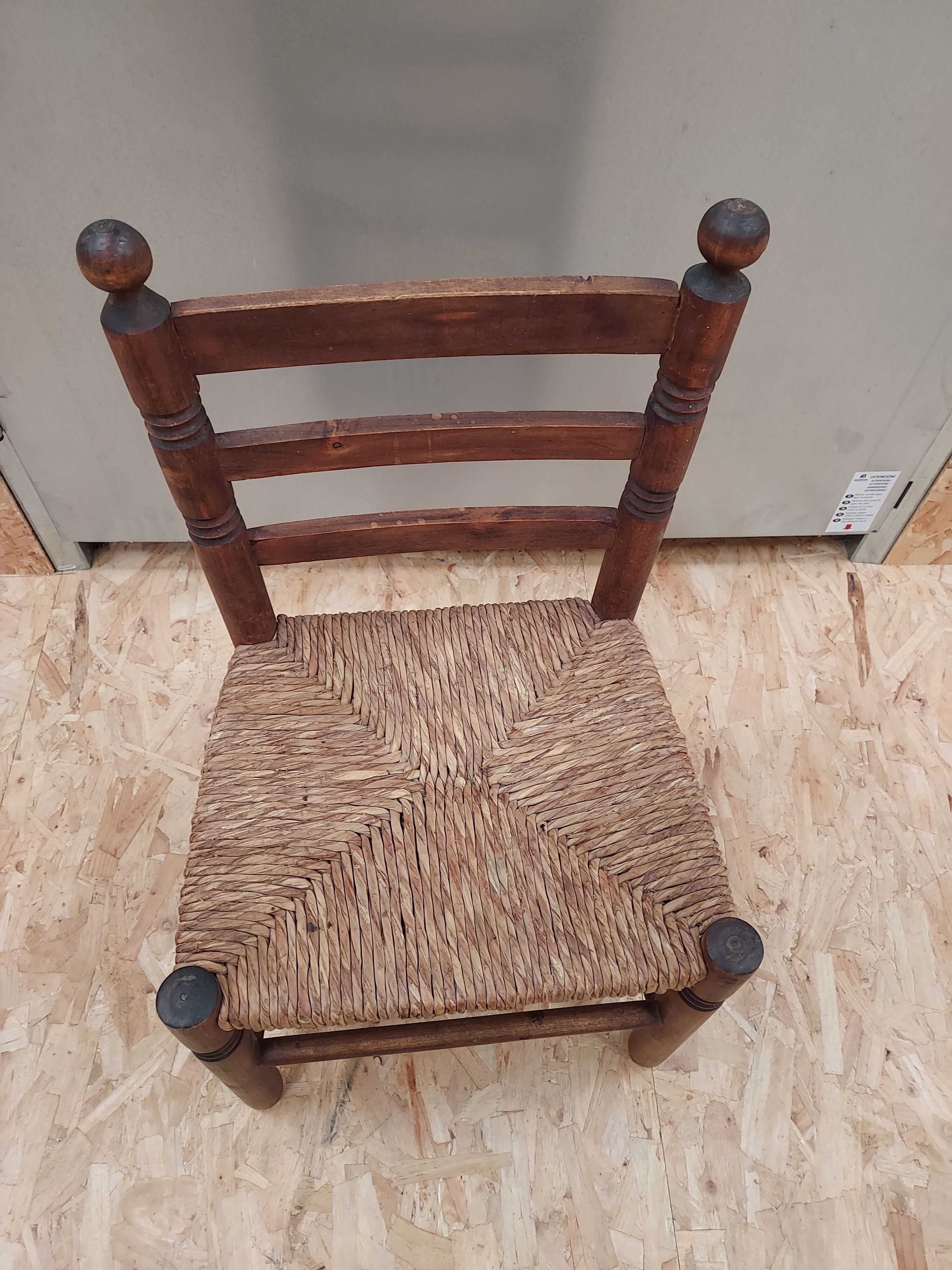 Chaise enfant bois et paille