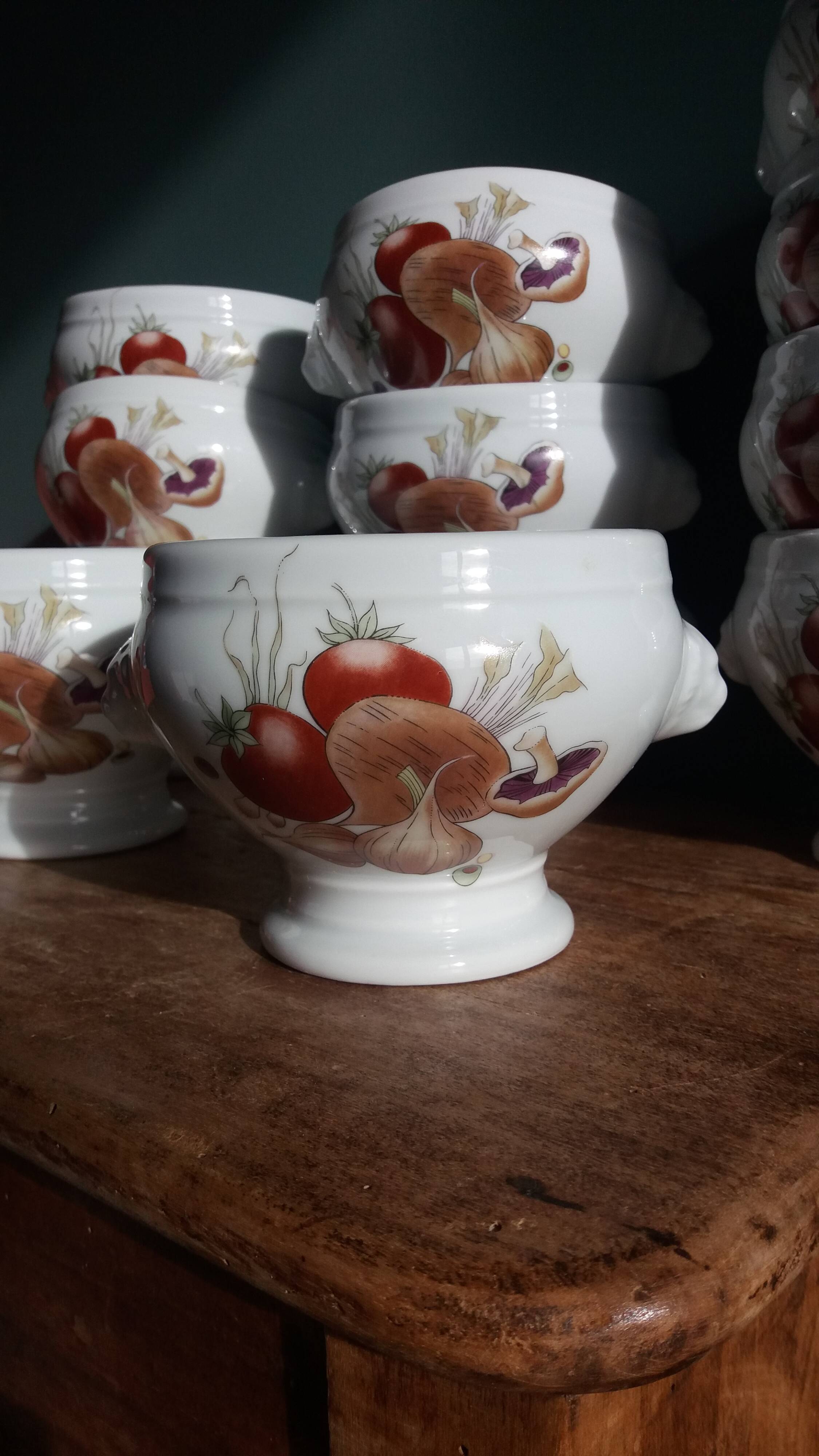 Pyrolux Lourioux porcelain soup bowls