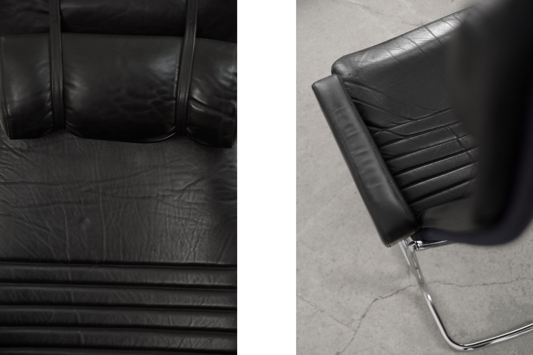 Mid-Century Rare Black Leather Scandinavian Armchair by Ire Möbel, 1970s, Set of 2