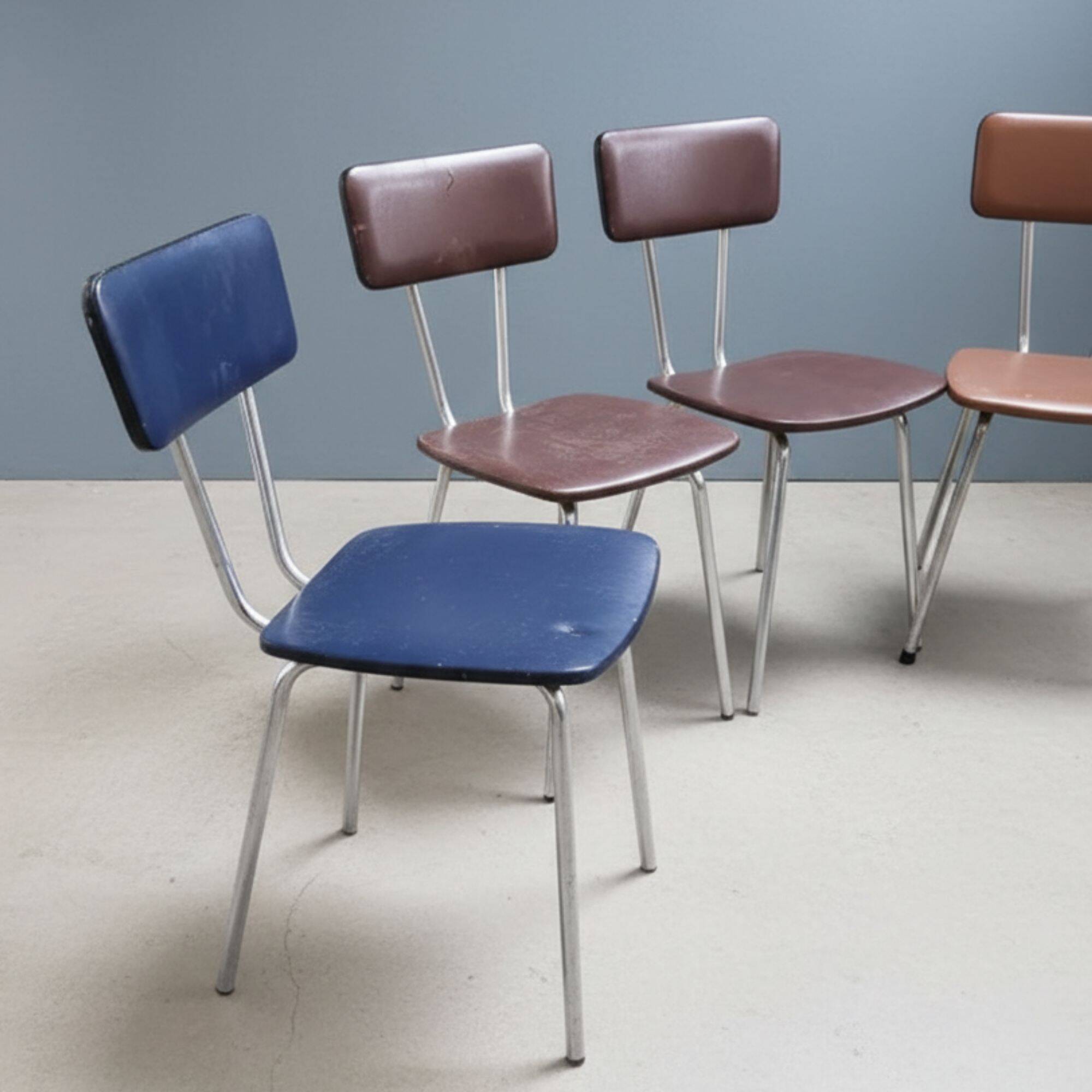 Set of 6 mid-century chrome dining chairs, Czechoslovakia, 1960s