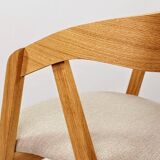 Vintage chairs light oak and beige natural linen