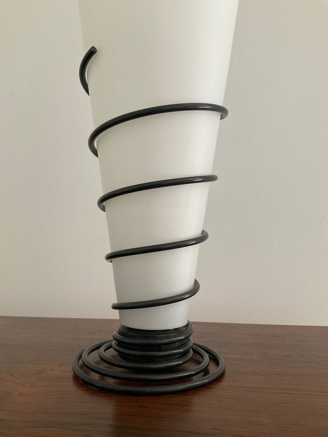 Vintage opaline and metal lamp