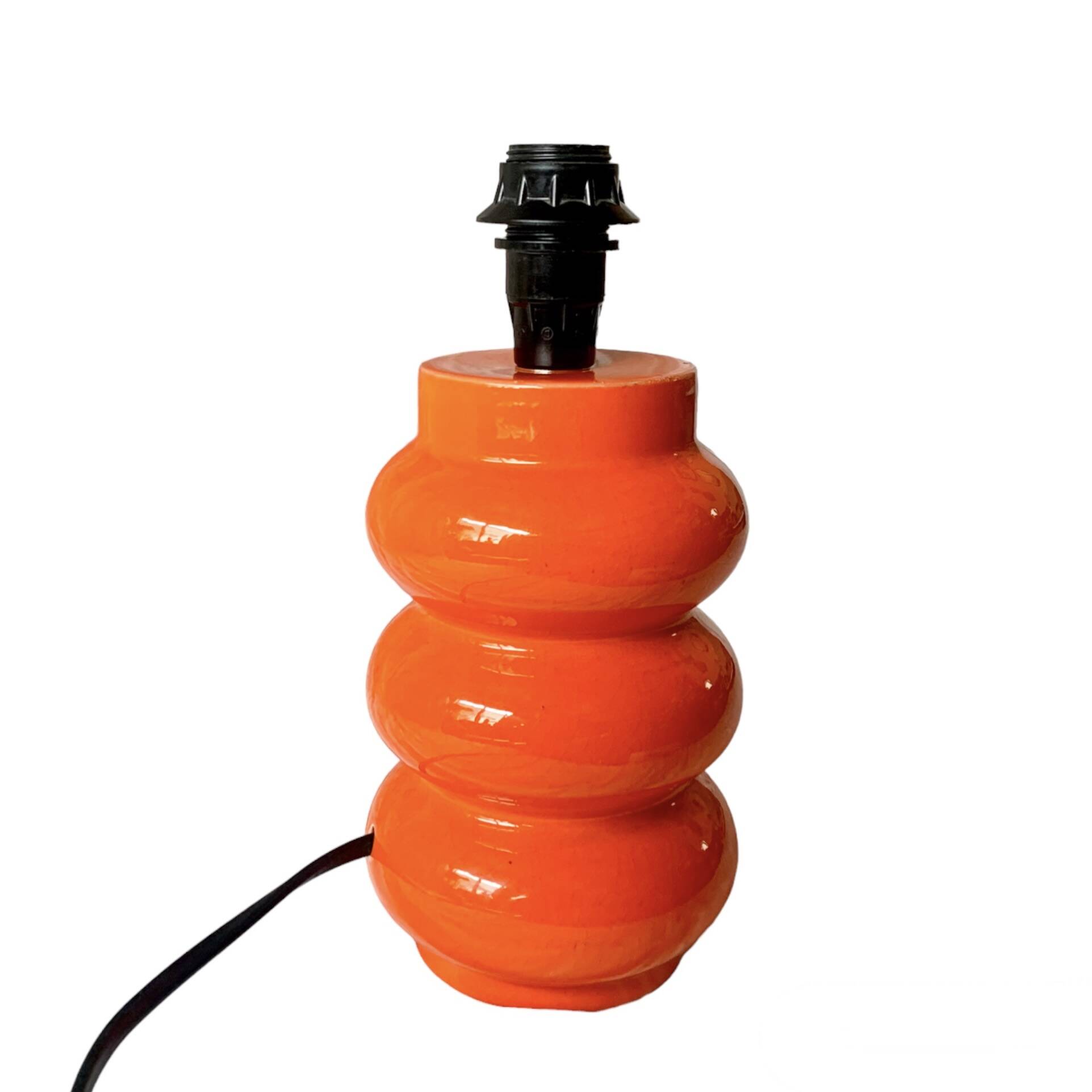Orange glazed ceramic lamp base - 1970s