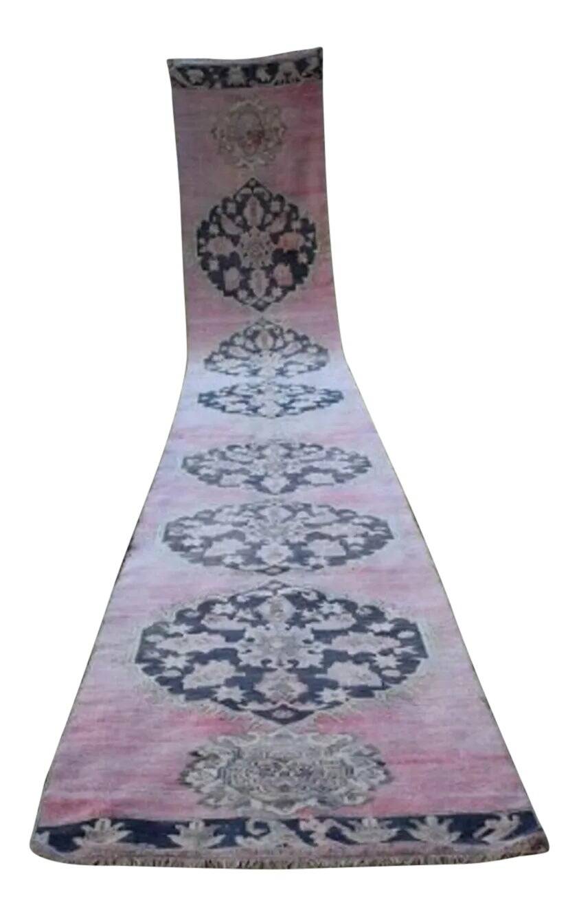 Vintage Turkish hallway rug 105x771 cm