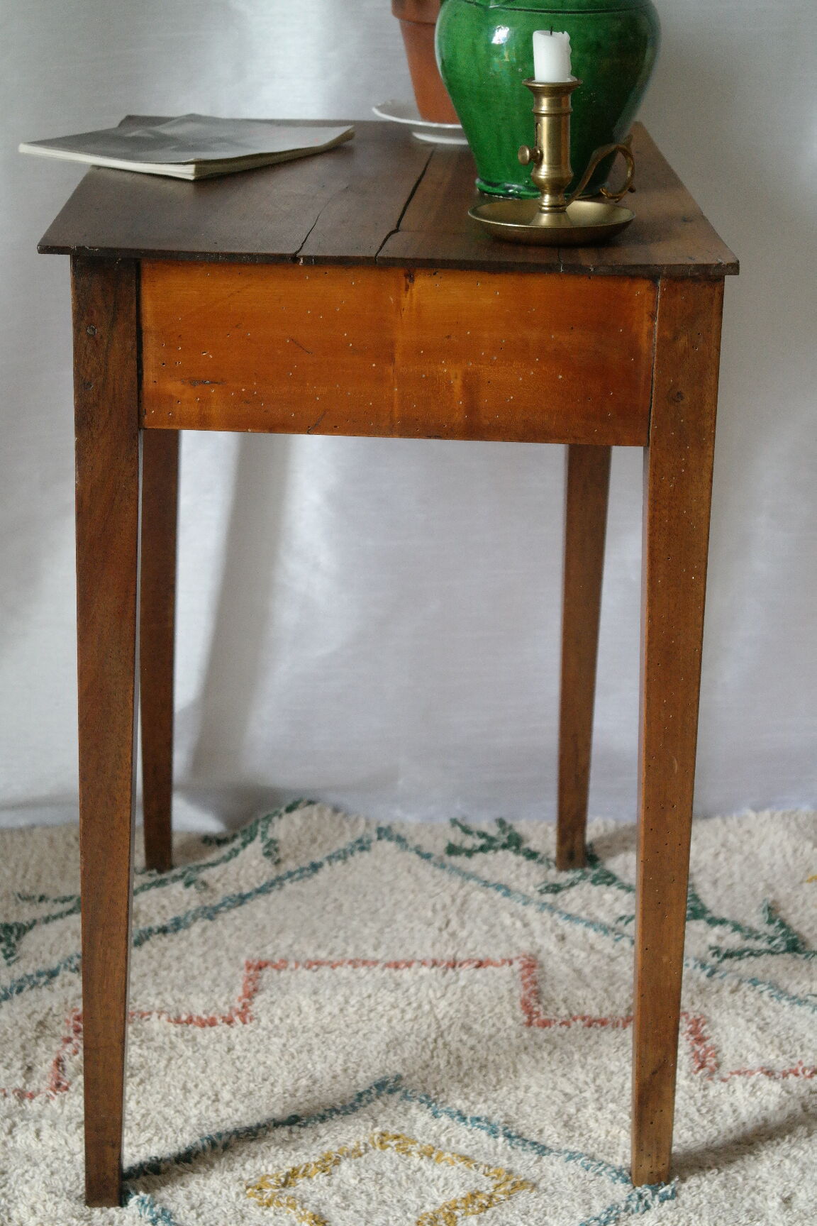 Antique country-style walnut side table
