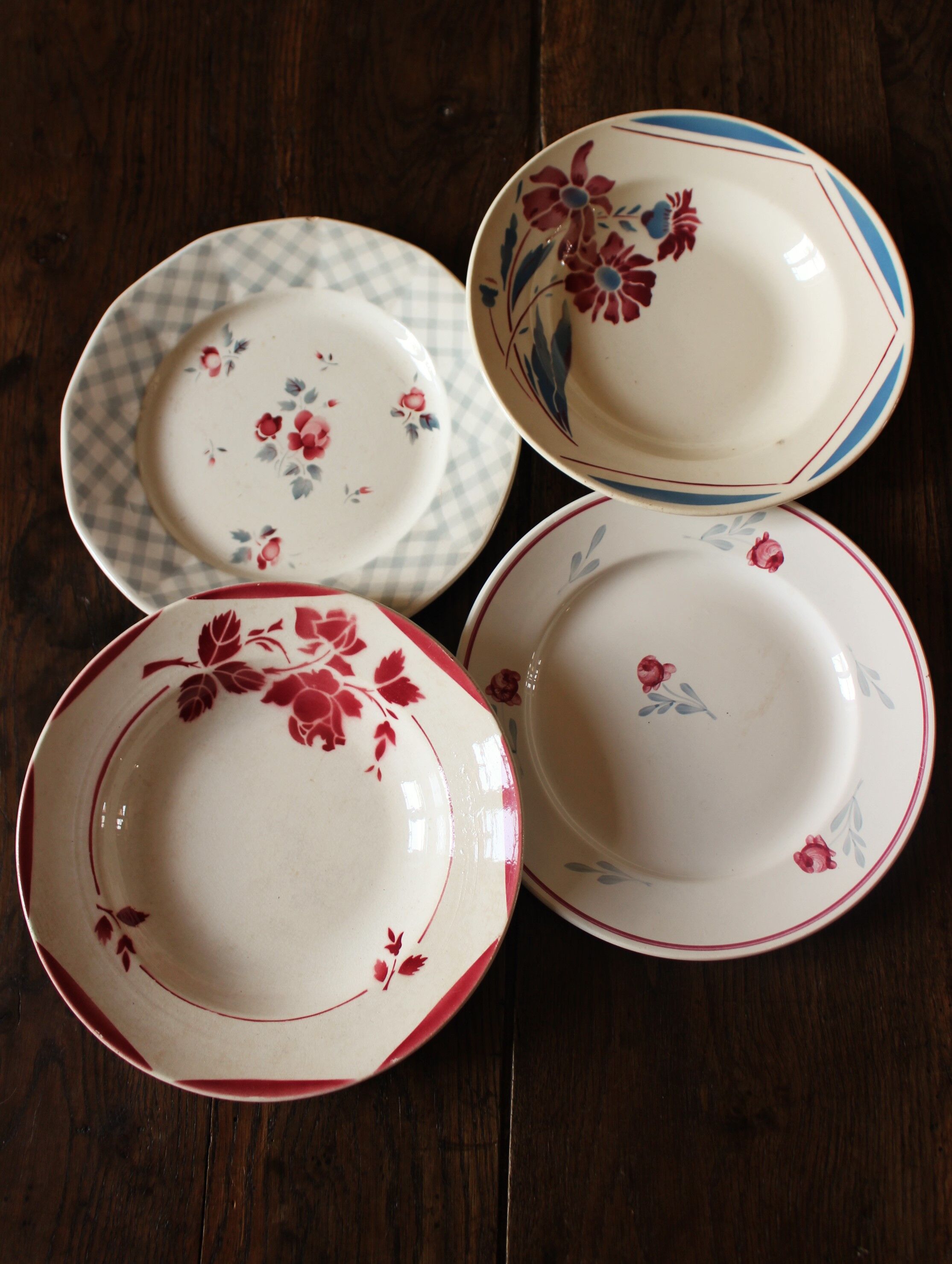 Lot 4 assiettes art deco dépareillé Digoin Sarreguemines badonviller givors bastia valérie