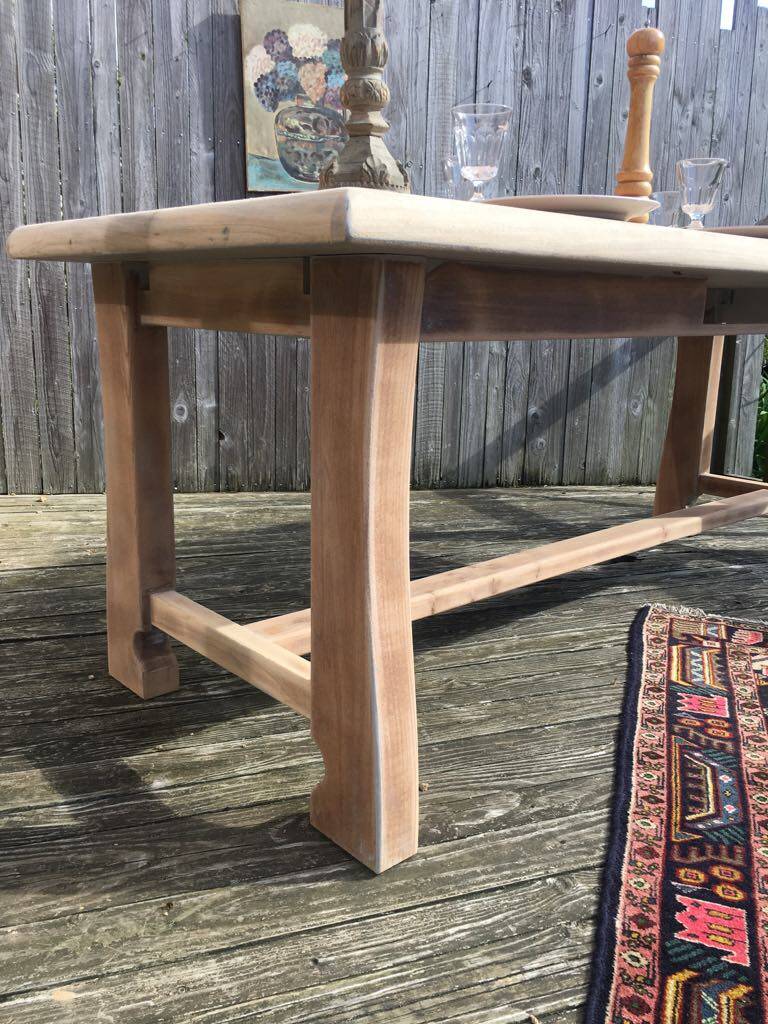Raw wood farmhouse table