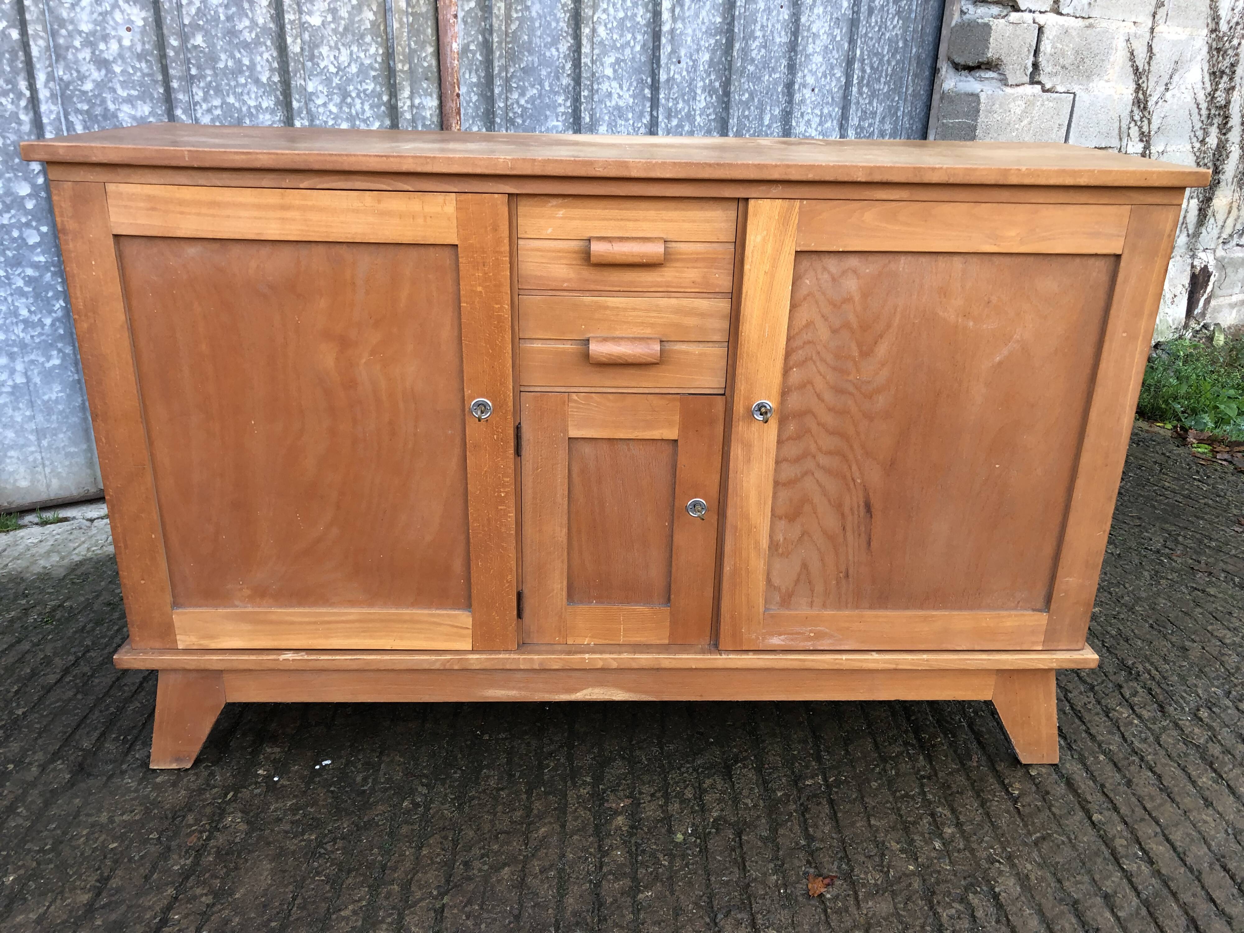 Buffet René Gabriel en hêtre et cp hêtre d’époque reconstruction