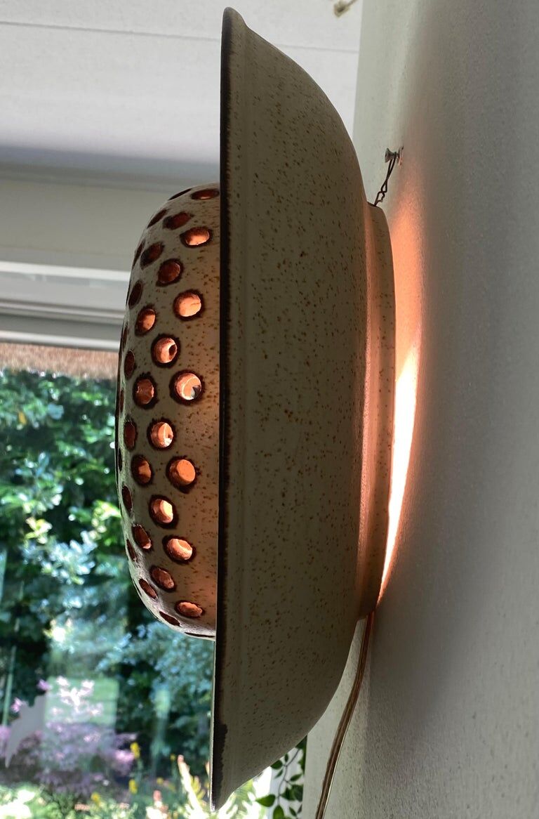 Rare Bente Jessen Ceramic Wall lamp for BJ Ceramics Denmark, ca 1970s.