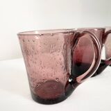 Purple biot blown glass mugs