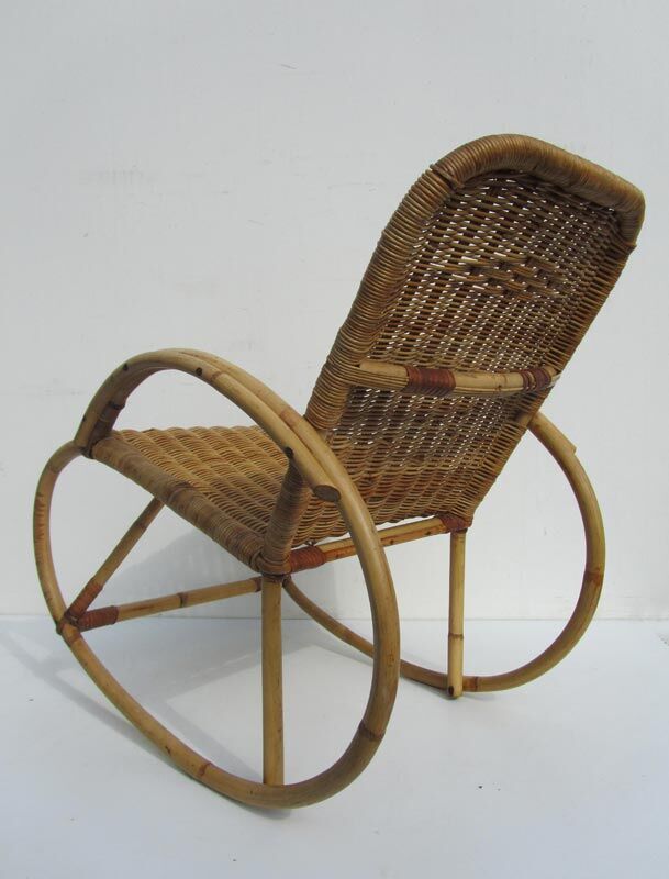 Cute kids 60/70 years rattan rocking chair