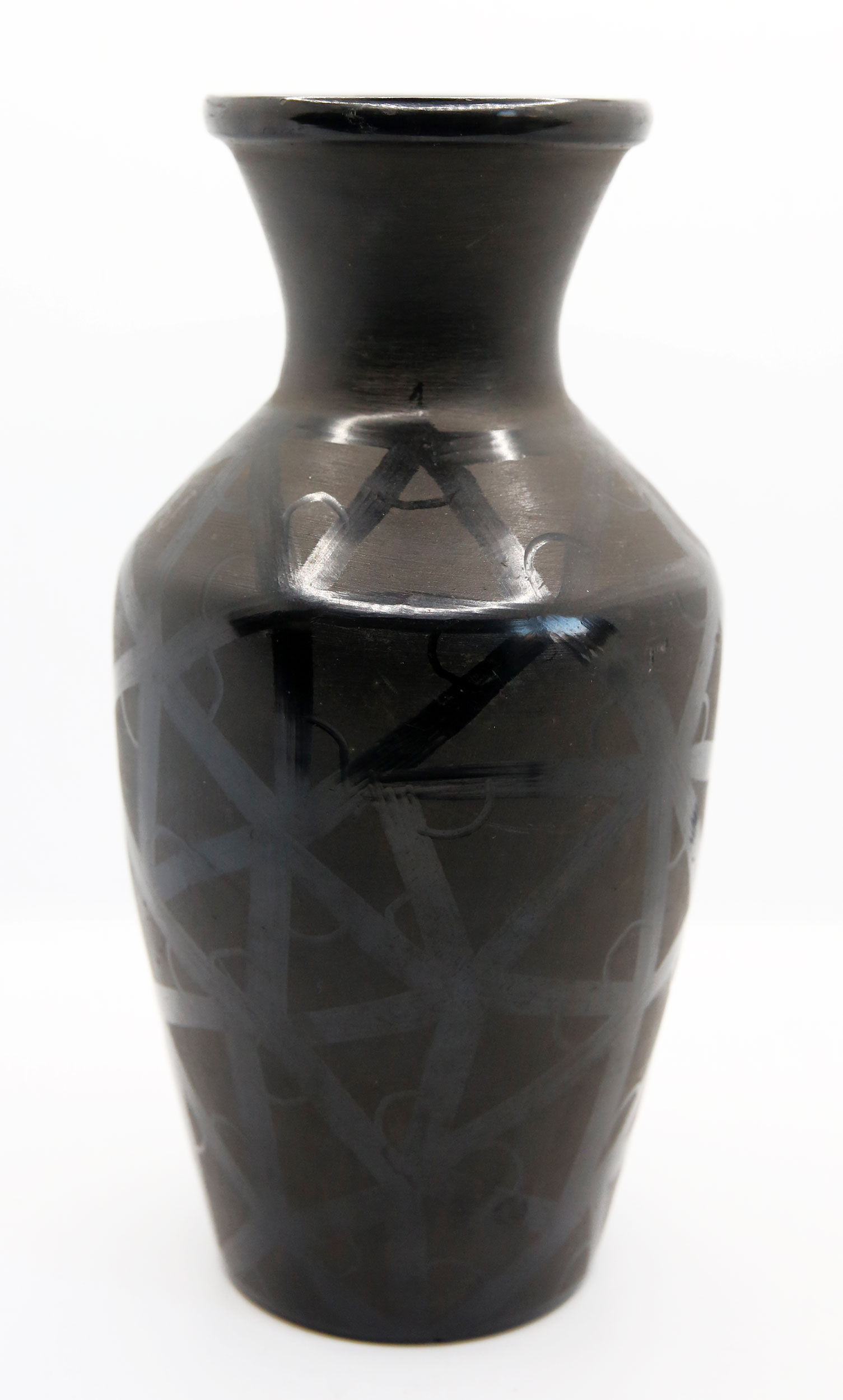 Vintage handmade vase from Romania in black ceramic