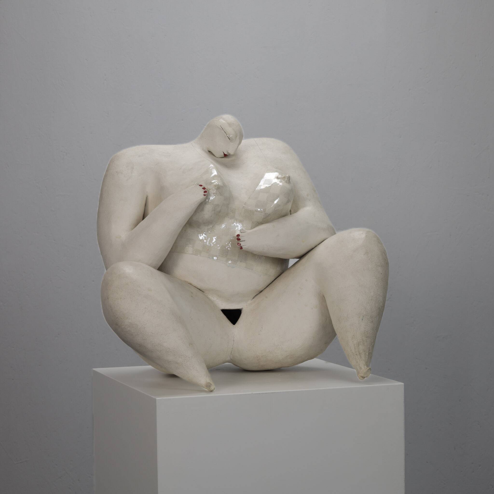Sculpture féminine céramique expressive par Evelyn van Baarda, Pays-Bas, 1981
