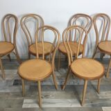 Lot of 6 curved wooden chairs type bistro